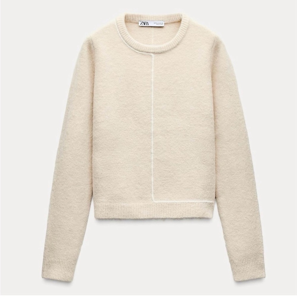 NWT Zara knit sweater with contrasting piping, Small